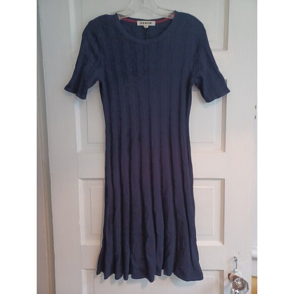 Boden Dresses & Skirts - Boden flared stitch mini dress 6 navy lightweight knit stretch classic office
